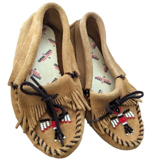 Minnetonka vintage tan leather moccasin shoes size 5‎ - Picture 1 of 6